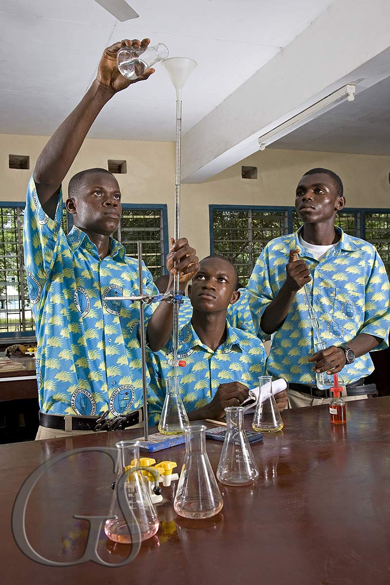 Chemistry lesson at secondary school, Ghana